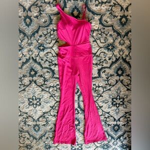 Joylab hot pink cut out flare jumpsuit size XS